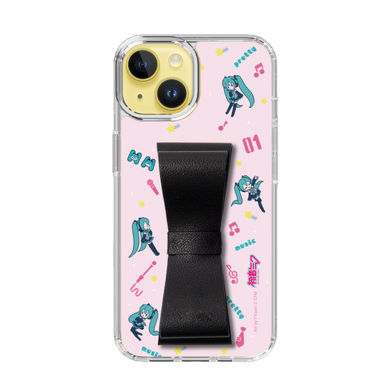 Slim Protection Case - STAND & RING RIBBON Black［ HATSUNE MIKU - Ribbon - Instrumental - Pink ］