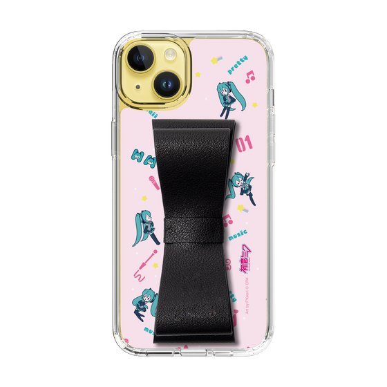 Slim Protection Case - STAND & RING RIBBON Black［ HATSUNE MIKU - Ribbon - Instrumental - Pink ］