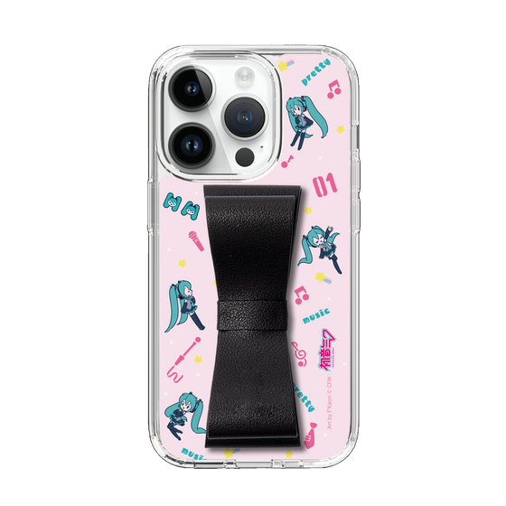 Slim Protection Case - STAND & RING RIBBON Black［ HATSUNE MIKU - Ribbon - Instrumental - Pink ］
