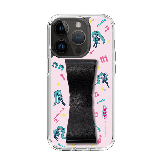Slim Protection Case - STAND & RING RIBBON Black［ HATSUNE MIKU - Ribbon - Instrumental - Pink ］