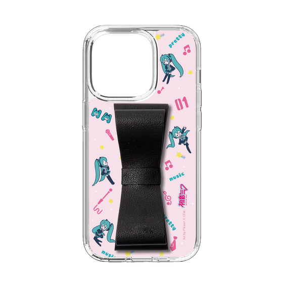 Slim Protection Case - STAND & RING RIBBON Black［ HATSUNE MIKU - Ribbon - Instrumental - Pink ］