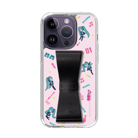 Slim Protection Case - STAND & RING RIBBON Black［ HATSUNE MIKU - Ribbon - Instrumental - Pink ］