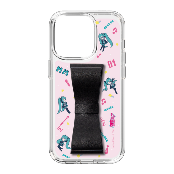 Slim Protection Case - STAND & RING RIBBON Black［ HATSUNE MIKU - Ribbon - Instrumental - Pink ］