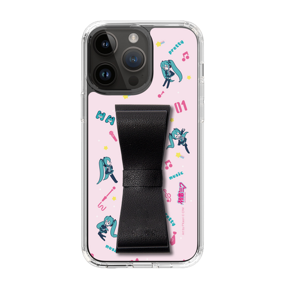 Slim Protection Case - STAND & RING RIBBON Black［ HATSUNE MIKU - Ribbon - Instrumental - Pink ］