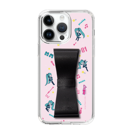 Slim Protection Case - STAND & RING RIBBON Black［ HATSUNE MIKU - Ribbon - Instrumental - Pink ］