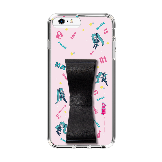 Slim Protection Case - STAND & RING RIBBON Black［ HATSUNE MIKU - Ribbon - Instrumental - Pink ］
