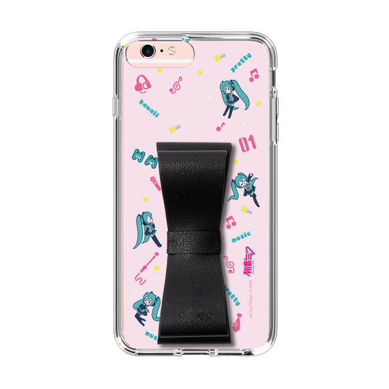 Slim Protection Case - STAND & RING RIBBON Black［ HATSUNE MIKU - Ribbon - Instrumental - Pink ］