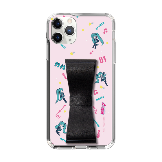 Slim Protection Case - STAND & RING RIBBON Black［ HATSUNE MIKU - Ribbon - Instrumental - Pink ］
