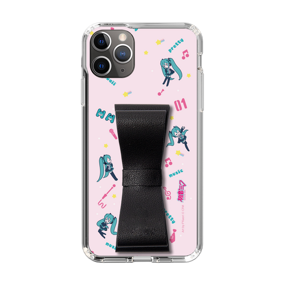 Slim Protection Case - STAND & RING RIBBON Black［ HATSUNE MIKU - Ribbon - Instrumental - Pink ］
