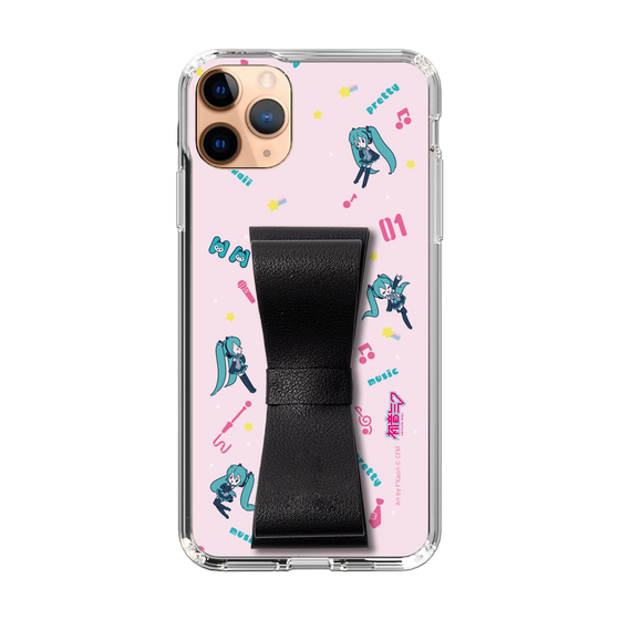 Slim Protection Case - STAND & RING RIBBON Black［ HATSUNE MIKU - Ribbon - Instrumental - Pink ］