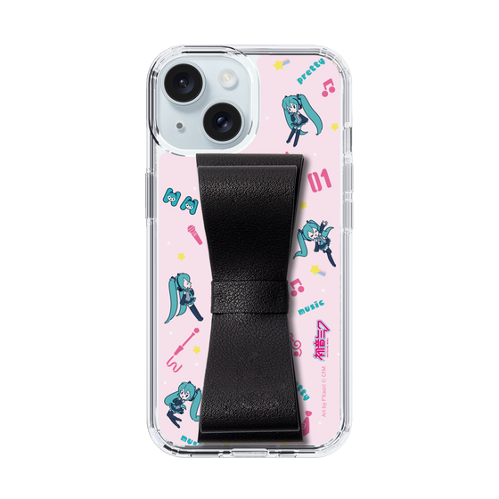 Slim Protection Case - STAND & RING RIBBON Black［ HATSUNE MIKU - Ribbon - Instrumental - Pink ］
