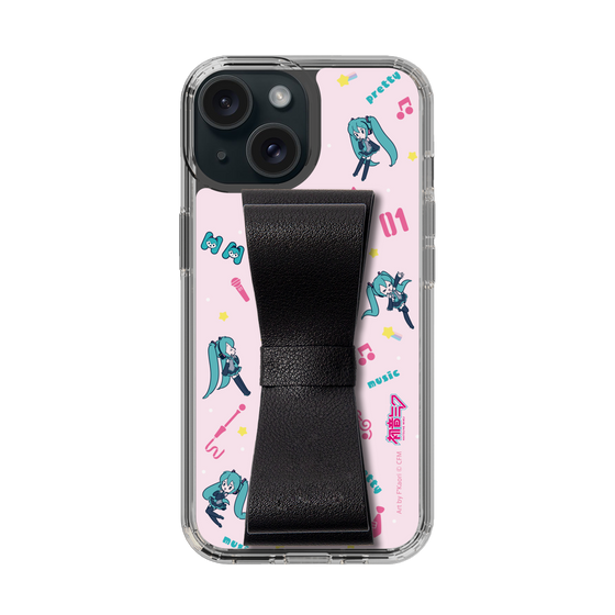 Slim Protection Case - STAND & RING RIBBON Black［ HATSUNE MIKU - Ribbon - Instrumental - Pink ］