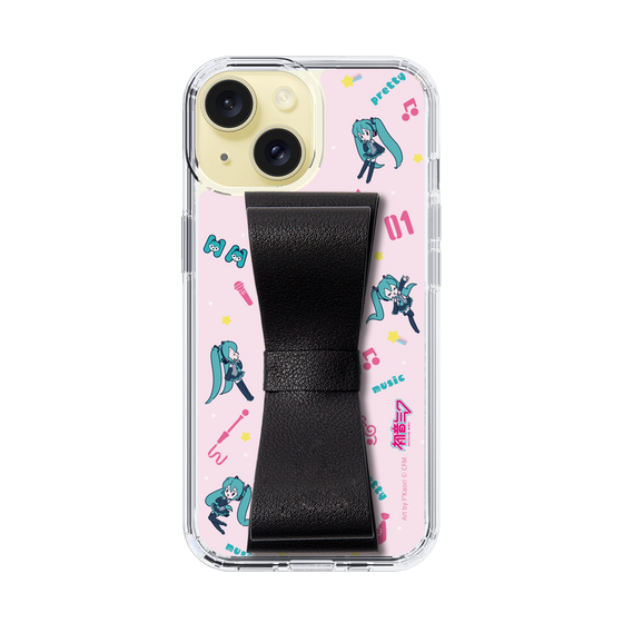 Slim Protection Case - STAND & RING RIBBON Black［ HATSUNE MIKU - Ribbon - Instrumental - Pink ］
