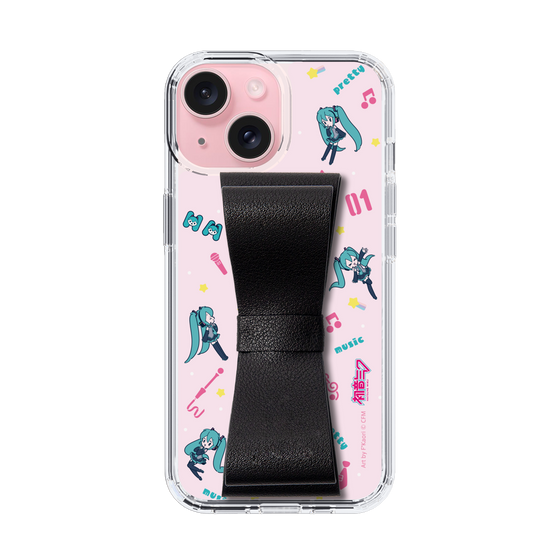 Slim Protection Case - STAND & RING RIBBON Black［ HATSUNE MIKU - Ribbon - Instrumental - Pink ］