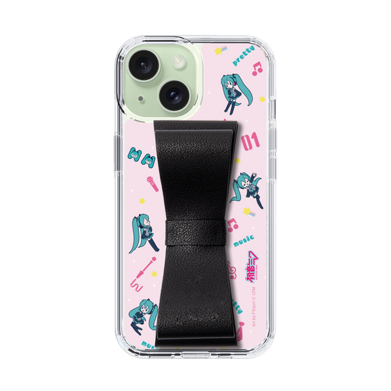 Slim Protection Case - STAND & RING RIBBON Black［ HATSUNE MIKU - Ribbon - Instrumental - Pink ］