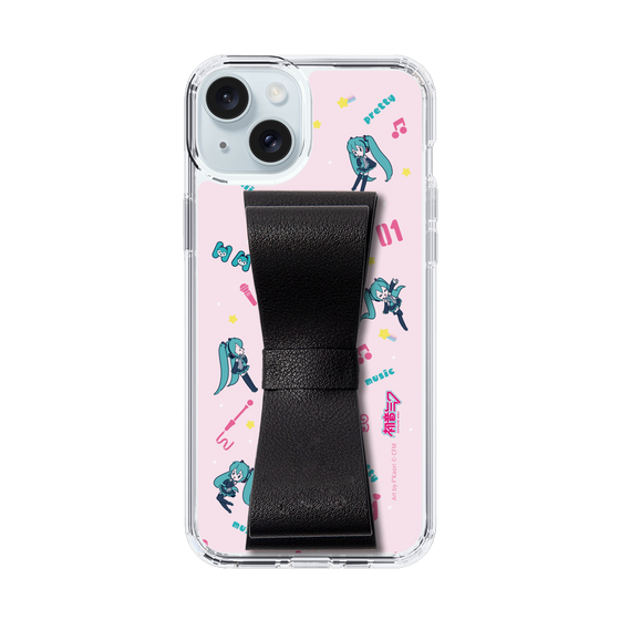 Slim Protection Case - STAND & RING RIBBON Black［ HATSUNE MIKU - Ribbon - Instrumental - Pink ］