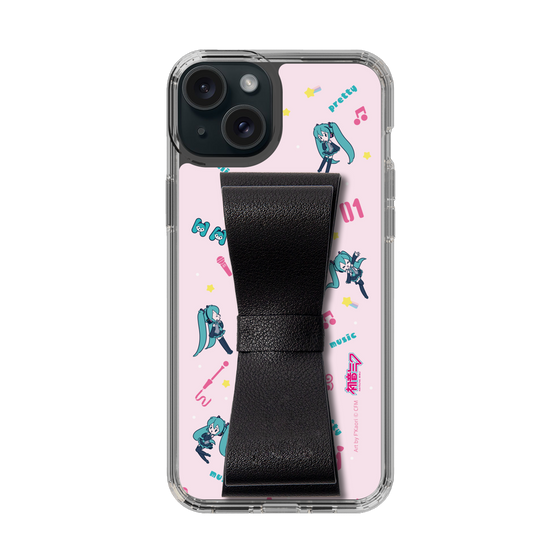Slim Protection Case - STAND & RING RIBBON Black［ HATSUNE MIKU - Ribbon - Instrumental - Pink ］