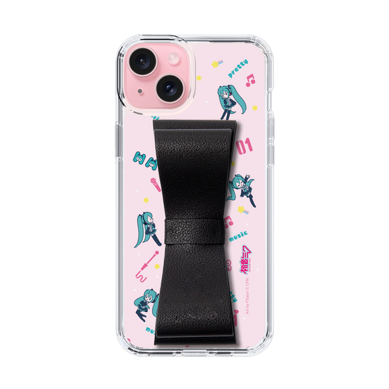 Slim Protection Case - STAND & RING RIBBON Black［ HATSUNE MIKU - Ribbon - Instrumental - Pink ］
