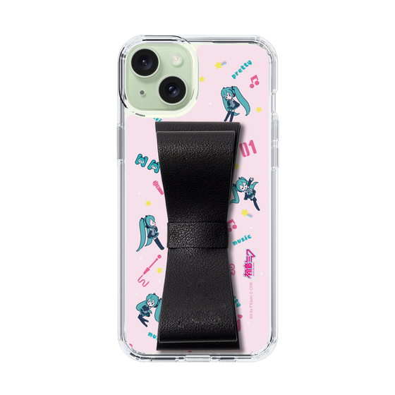 Slim Protection Case - STAND & RING RIBBON Black［ HATSUNE MIKU - Ribbon - Instrumental - Pink ］