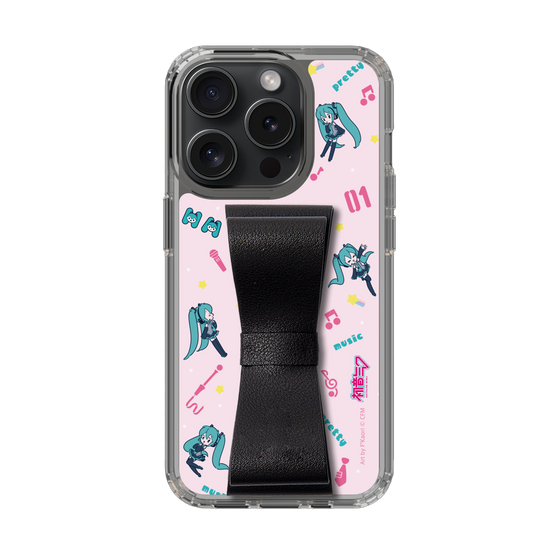 Slim Protection Case - STAND & RING RIBBON Black［ HATSUNE MIKU - Ribbon - Instrumental - Pink ］