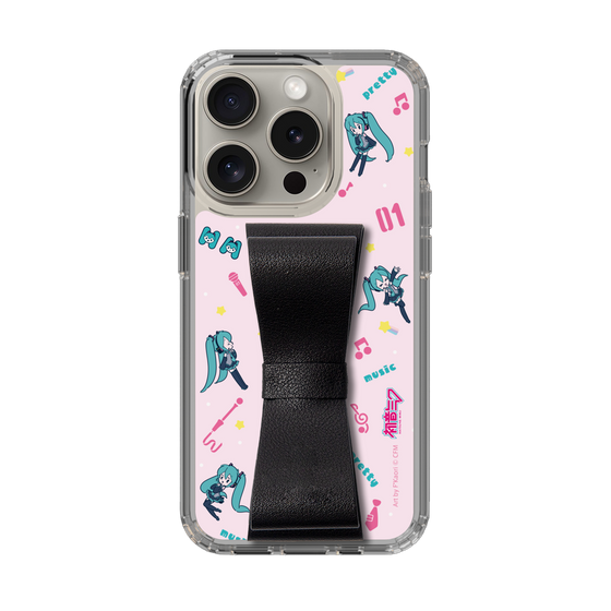 Slim Protection Case - STAND & RING RIBBON Black［ HATSUNE MIKU - Ribbon - Instrumental - Pink ］