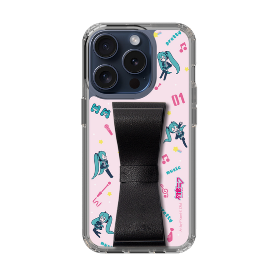 Slim Protection Case - STAND & RING RIBBON Black［ HATSUNE MIKU - Ribbon - Instrumental - Pink ］
