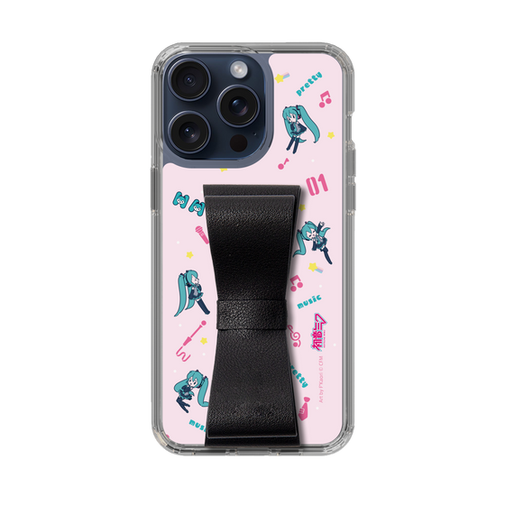 Slim Protection Case - STAND & RING RIBBON Black［ HATSUNE MIKU - Ribbon - Instrumental - Pink ］