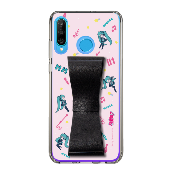 Slim Protection Case - STAND & RING RIBBON Black［ HATSUNE MIKU - Ribbon - Instrumental - Pink ］