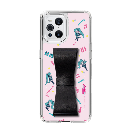 Slim Protection Case - STAND & RING RIBBON Black［ HATSUNE MIKU - Ribbon - Instrumental - Pink ］