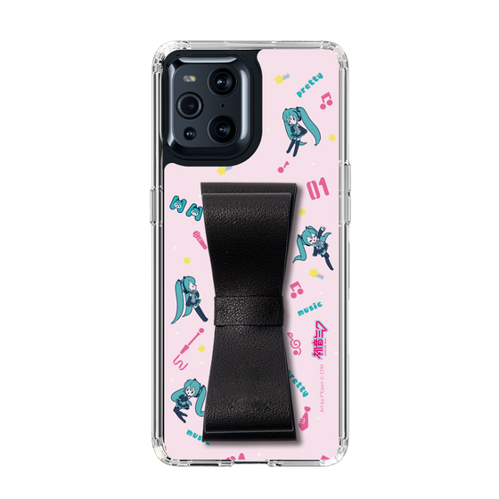 Slim Protection Case - STAND & RING RIBBON Black［ HATSUNE MIKU - Ribbon - Instrumental - Pink ］
