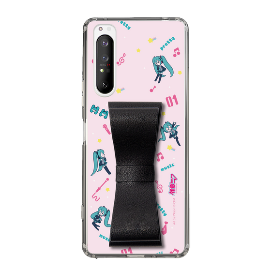 Slim Protection Case - STAND & RING RIBBON Black［ HATSUNE MIKU - Ribbon - Instrumental - Pink ］