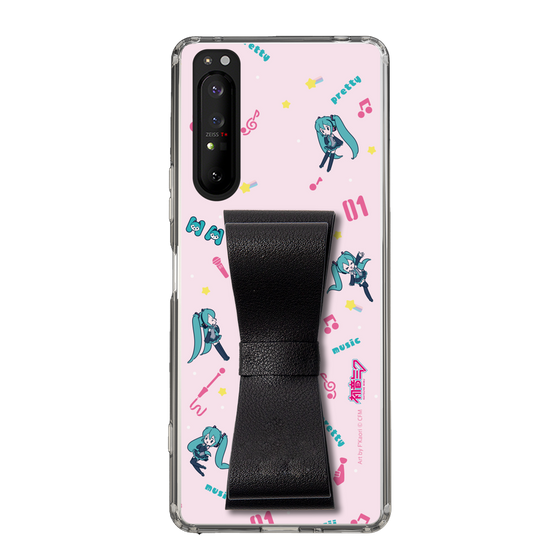 Slim Protection Case - STAND & RING RIBBON Black［ HATSUNE MIKU - Ribbon - Instrumental - Pink ］