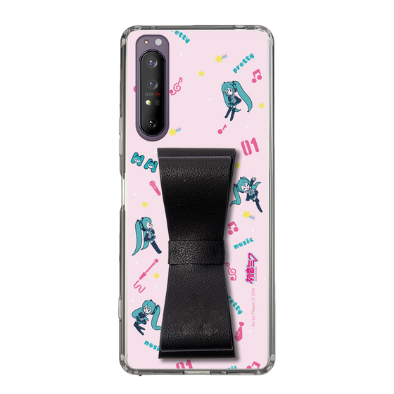 Slim Protection Case - STAND & RING RIBBON Black［ HATSUNE MIKU - Ribbon - Instrumental - Pink ］