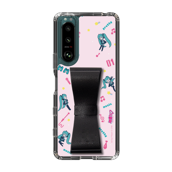 Slim Protection Case - STAND & RING RIBBON Black［ HATSUNE MIKU - Ribbon - Instrumental - Pink ］