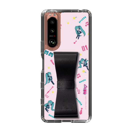Slim Protection Case - STAND & RING RIBBON Black［ HATSUNE MIKU - Ribbon - Instrumental - Pink ］