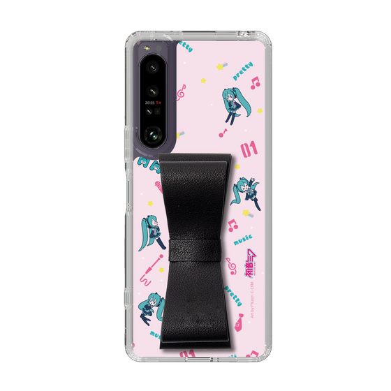 Slim Protection Case - STAND & RING RIBBON Black［ HATSUNE MIKU - Ribbon - Instrumental - Pink ］