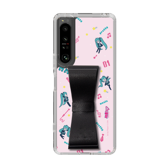 Slim Protection Case - STAND & RING RIBBON Black［ HATSUNE MIKU - Ribbon - Instrumental - Pink ］