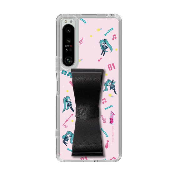 Slim Protection Case - STAND & RING RIBBON Black［ HATSUNE MIKU - Ribbon - Instrumental - Pink ］