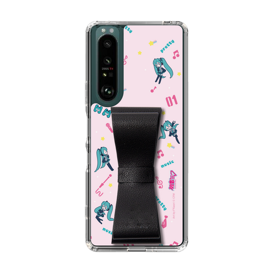 Slim Protection Case - STAND & RING RIBBON Black［ HATSUNE MIKU - Ribbon - Instrumental - Pink ］