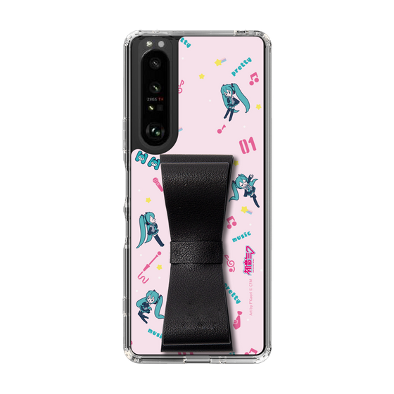 Slim Protection Case - STAND & RING RIBBON Black［ HATSUNE MIKU - Ribbon - Instrumental - Pink ］