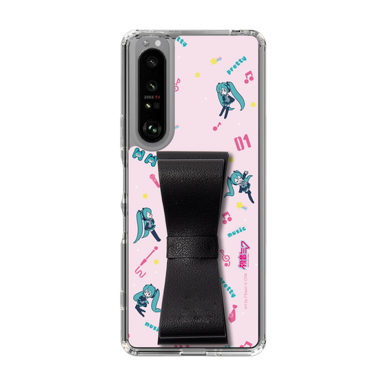Slim Protection Case - STAND & RING RIBBON Black［ HATSUNE MIKU - Ribbon - Instrumental - Pink ］