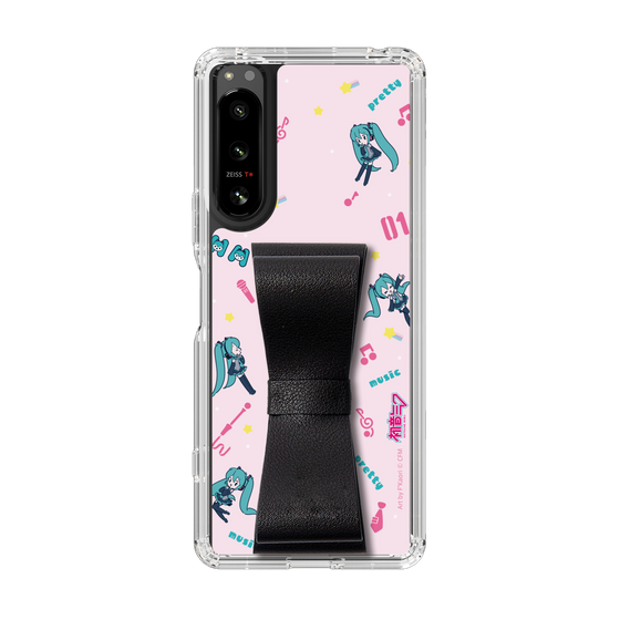 Slim Protection Case - STAND & RING RIBBON Black［ HATSUNE MIKU - Ribbon - Instrumental - Pink ］