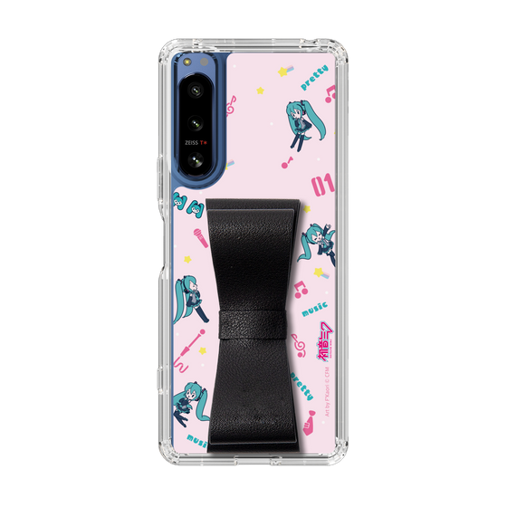 Slim Protection Case - STAND & RING RIBBON Black［ HATSUNE MIKU - Ribbon - Instrumental - Pink ］