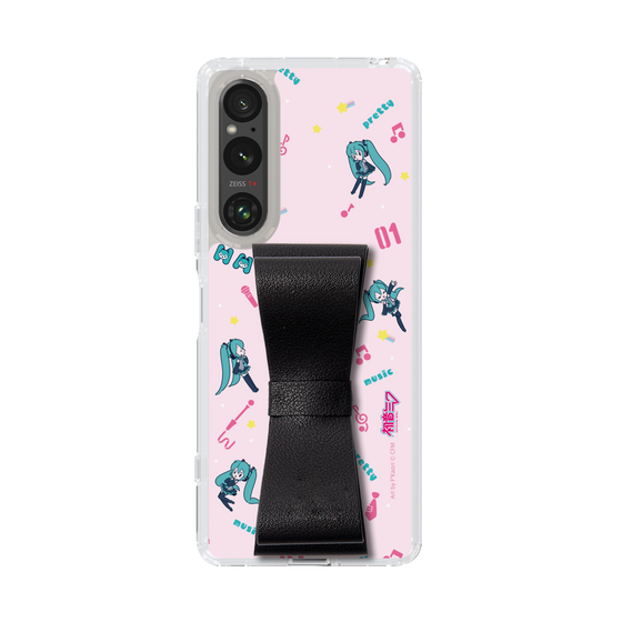 Slim Protection Case - STAND & RING RIBBON Black［ HATSUNE MIKU - Ribbon - Instrumental - Pink ］