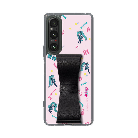 Slim Protection Case - STAND & RING RIBBON Black［ HATSUNE MIKU - Ribbon - Instrumental - Pink ］