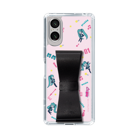Slim Protection Case - STAND & RING RIBBON Black［ HATSUNE MIKU - Ribbon - Instrumental - Pink ］