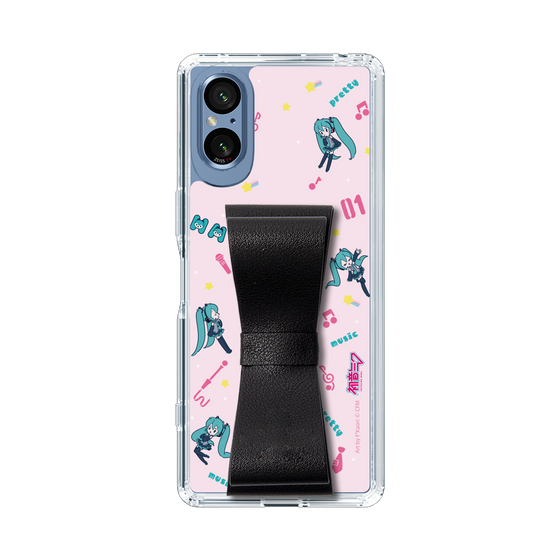 Slim Protection Case - STAND & RING RIBBON Black［ HATSUNE MIKU - Ribbon - Instrumental - Pink ］