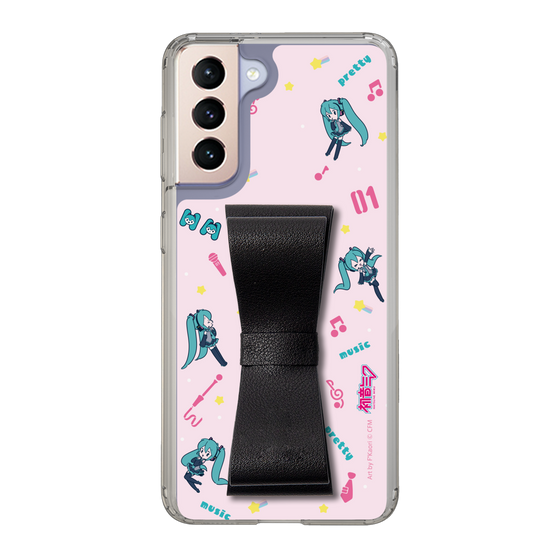 Slim Protection Case - STAND & RING RIBBON Black［ HATSUNE MIKU - Ribbon - Instrumental - Pink ］