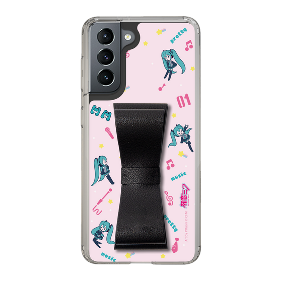 Slim Protection Case - STAND & RING RIBBON Black［ HATSUNE MIKU - Ribbon - Instrumental - Pink ］