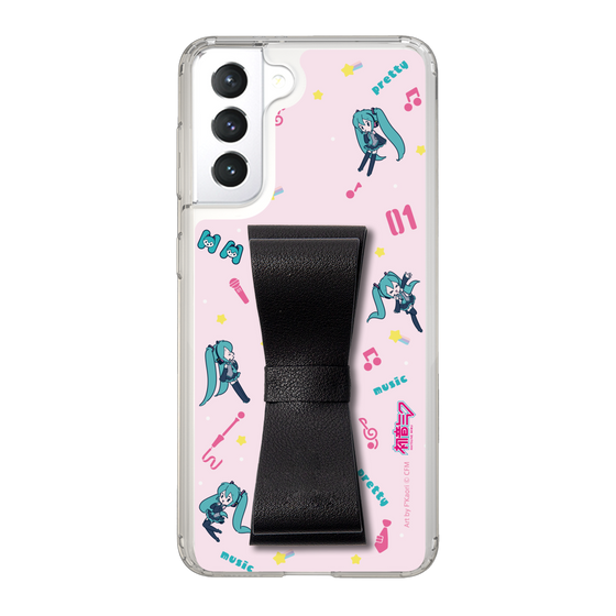 Slim Protection Case - STAND & RING RIBBON Black［ HATSUNE MIKU - Ribbon - Instrumental - Pink ］